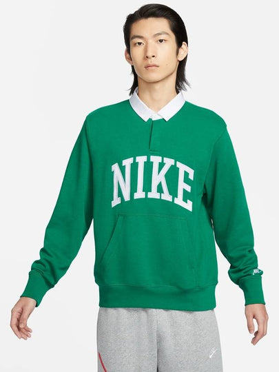 Club Fleece Long Sleeves Polo Shirt Green - NIKE - BALAAN 2