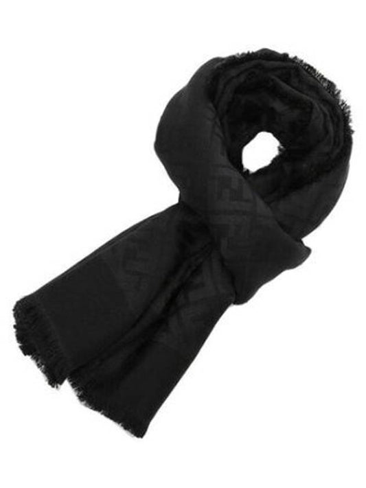 FF Organic Silk Wool Muffler Black - FENDI - BALAAN 2