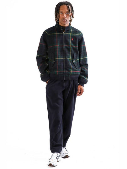 Pony Embroidered Logo Tartan Check Wool Zip-up Jacket Navy - POLO RALPH LAUREN - BALAAN 2