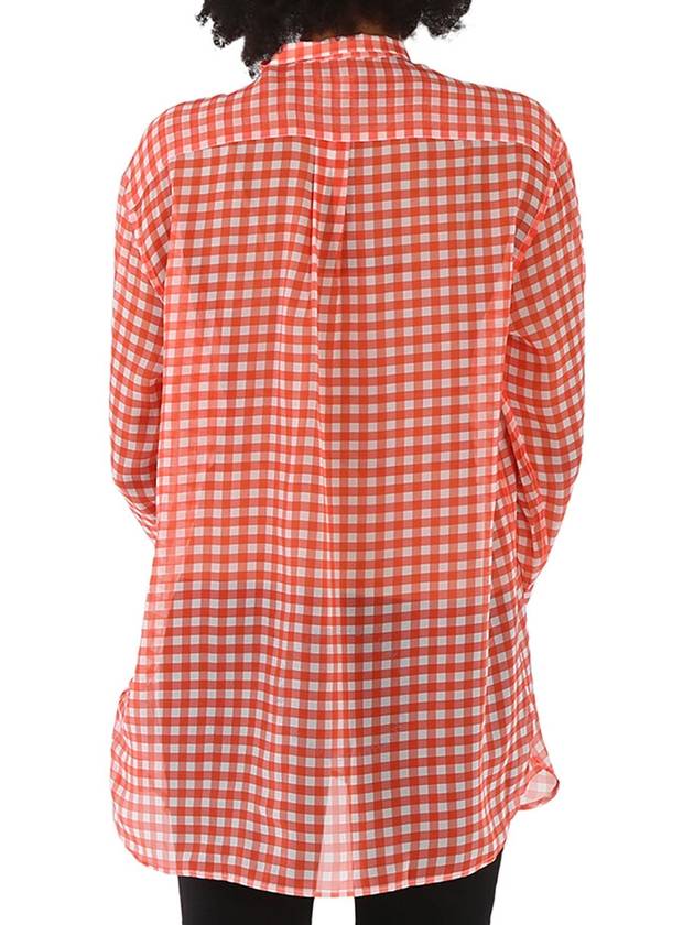 Gingham Check Silk Chiffon Pussybow Blouse - BURBERRY - BALAAN 4