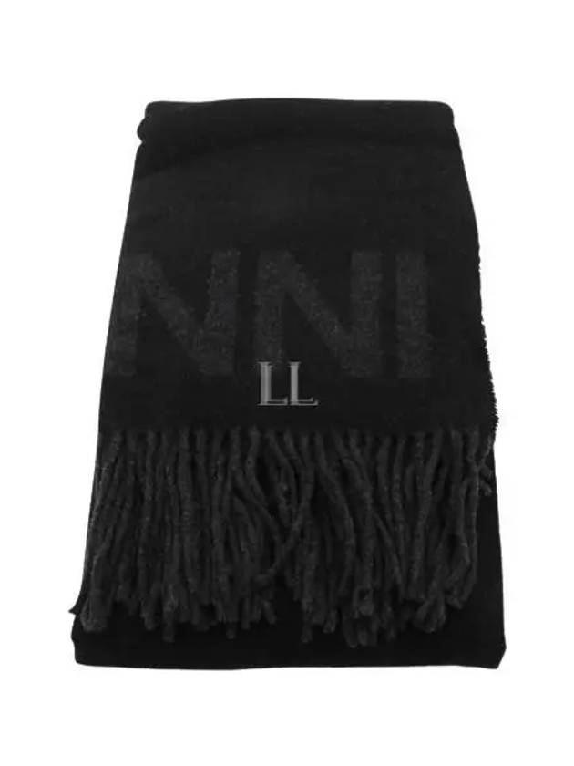 Logo Fringe Muffler Black - GANNI - BALAAN 2