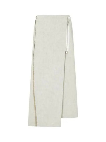 Yohji Yamamoto Y s Women Uncut Zipper Wrap Denim Skirt Off White - YOHJI YAMAMOTO - BALAAN 1