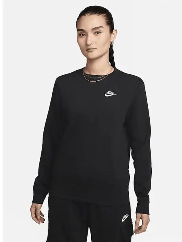 Sportswear Club Fleece Women s Crew Neck Sweatshirt Black White DQ5474 010 700020 - NIKE - BALAAN 1