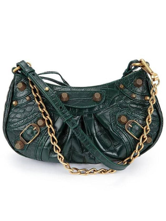 Le Cagol Mini Gold Chain Crocodile Shoulder Bag Green - BALENCIAGA - BALAAN 2