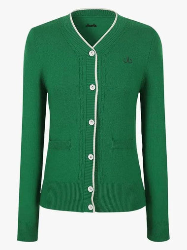 Drew Women s Jacquard Cardigan DF47KC06 GREEN - DRUH GOLF - BALAAN 1