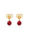 Valentino 4W2J0E36 DHC ZT2 J0E36 Garavani V logo pearl drop earrings - RED VALENTINO - BALAAN 1