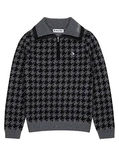 Women s houndstooth pattern half zip sweater 2314LXKW GREY - BLACK&WHITE - BALAAN 2