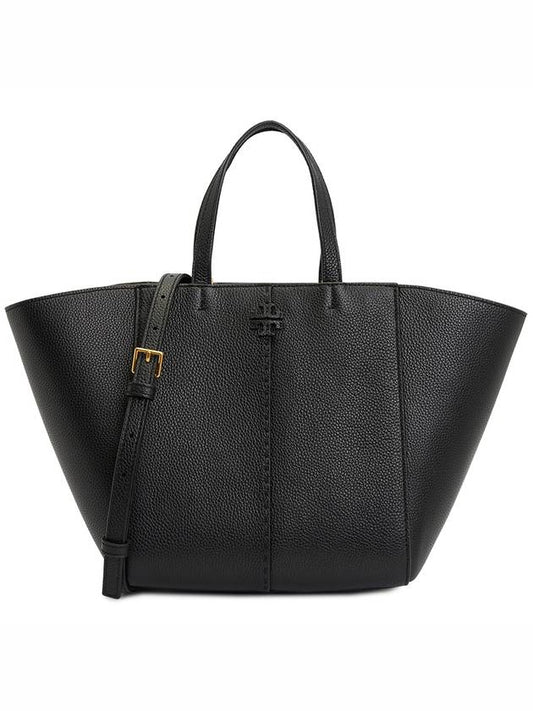 McGraw Carryall Double T Leather Tote Bag Black - TORY BURCH - BALAAN 2