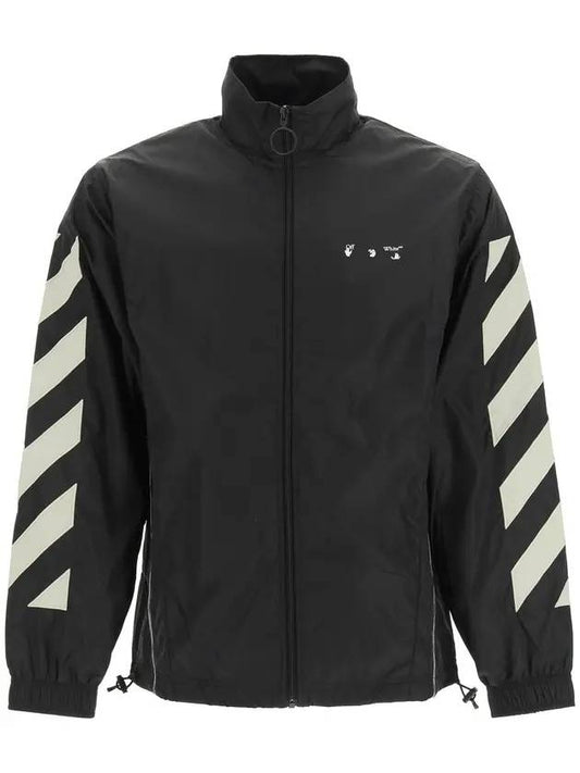 Men's Diagonal Windbreaker Track Jacket Black - OFF WHITE - BALAAN 1