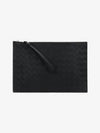 Intrecciato Strap Large Clutch Bag Black - BOTTEGA VENETA - BALAAN 2