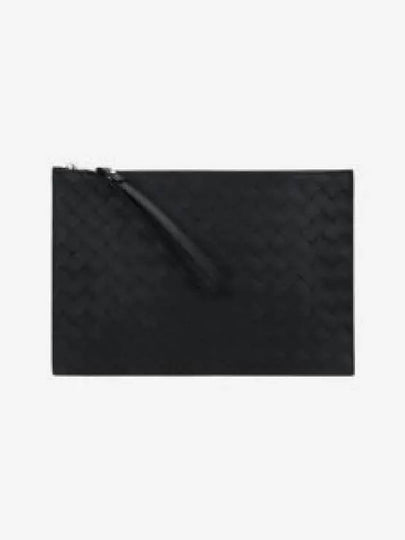 Intrecciato Strap Large Clutch Bag Black - BOTTEGA VENETA - BALAAN 2