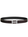 H Belt Glossy Silver Buckle Reversible Leather Strap 32mm 95 Men s H064544CB86 - HERMES - BALAAN 1