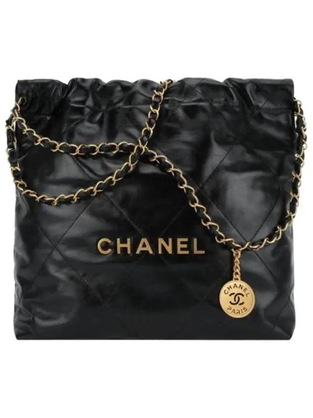 22 Bag Small Calfskin Black Gold Shoulder Bag Hobo Bag - CHANEL - BALAAN 6