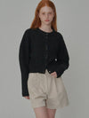 Sequential delivery on September 27th Round neck wool crop knit cardigan Black - OPENING SUNSHINE - BALAAN 1