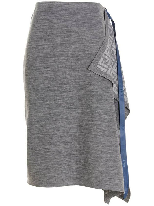 Skirt Grey Wool Skirt - FENDI - BALAAN 1