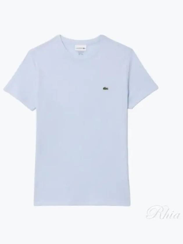 Crew Neck Pima Cotton Jersey Short Sleeve T-Shirt Light Blue - LACOSTE - BALAAN 2