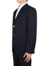 Men's Wool Pique Shooting Single Jacket Navy - THOM BROWNE - BALAAN 5