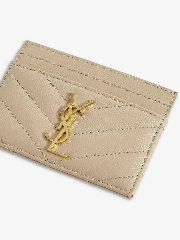 Gold Hardware Matelasse Caviar Leather Card Wallet Dark Beige - SAINT LAURENT - BALAAN 4