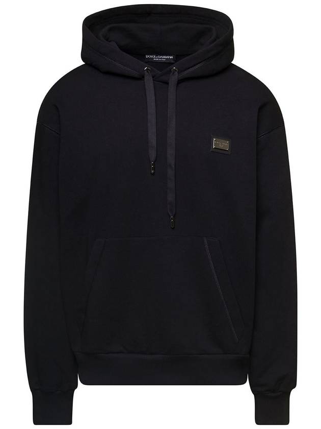 Logo Patch Cotton Classic Hood Black - DOLCE&GABBANA - BALAAN 2