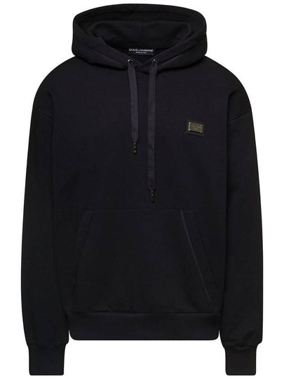 Logo Patch Cotton Classic Hood Black - DOLCE&GABBANA - BALAAN 2