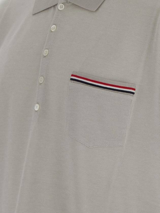 Solid Fine Pique Oversized Short Sleeve Polo Shirt Grey - THOM BROWNE - BALAAN 4