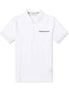 RWB Pocket Interlock Cotton Short Sleeve Polo Shirt White - THOM BROWNE - BALAAN 5