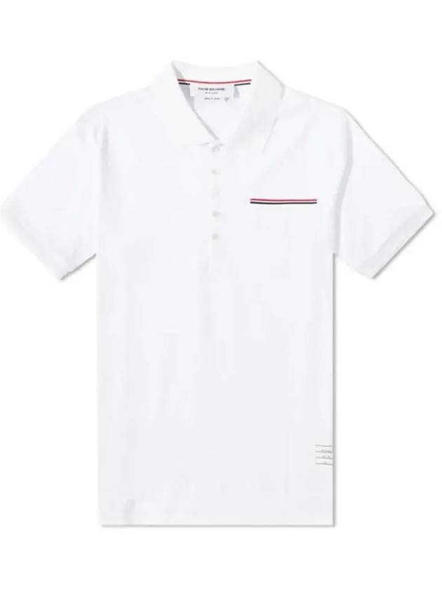 RWB Pocket Interlock Cotton Short Sleeve Polo Shirt White - THOM BROWNE - BALAAN 5