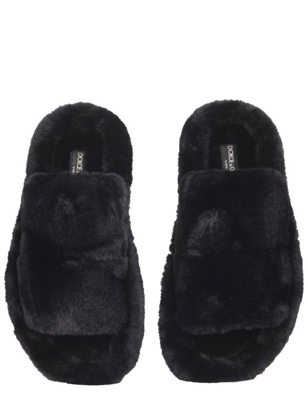 faux fur slippers black - DOLCE&GABBANA - BALAAN 5