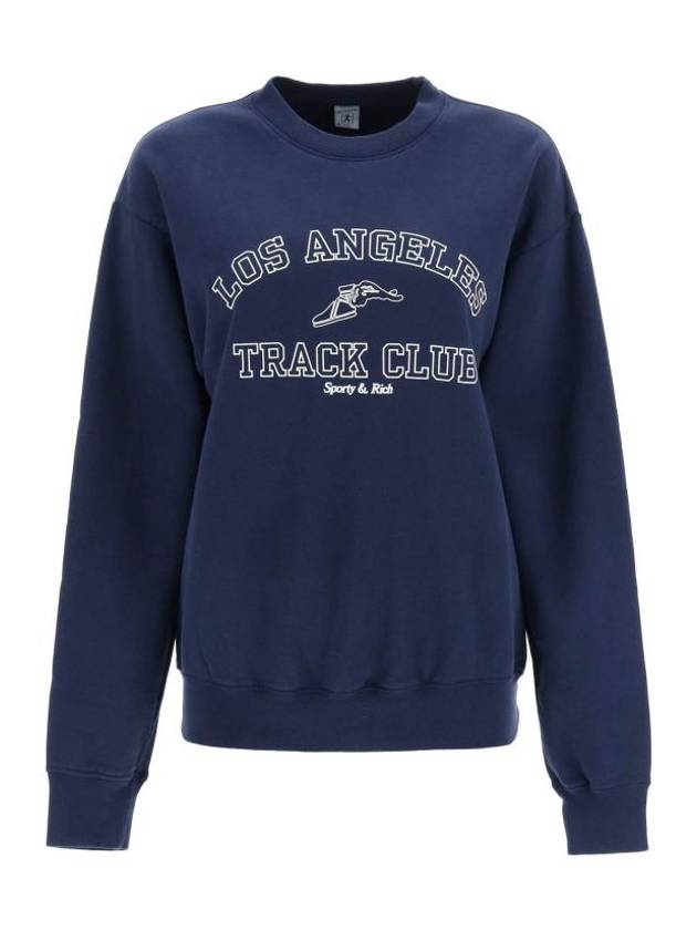 Logo Crew Neck Cotton Sweatshirt Navy - SPORTY & RICH - BALAAN 1