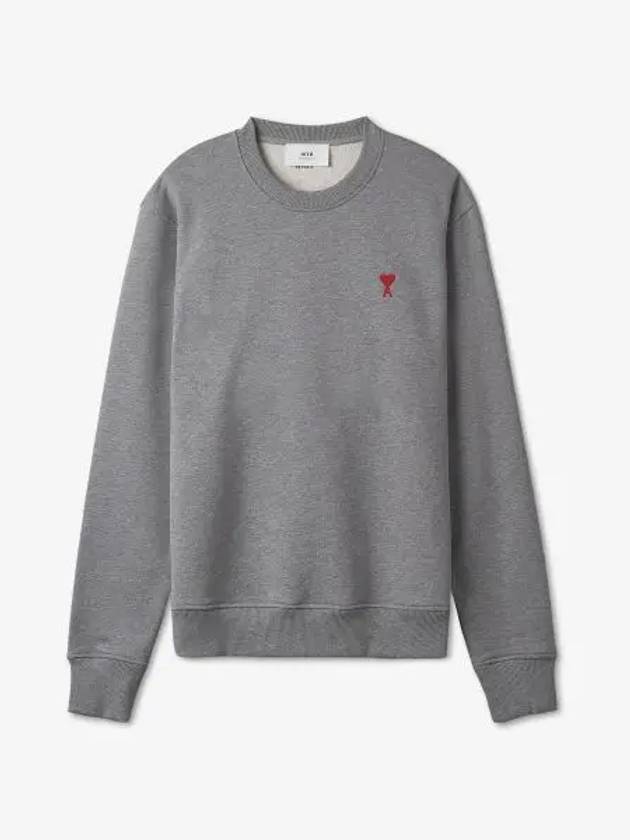 Small Heart Logo Sweatshirt Grey - AMI - BALAAN 2