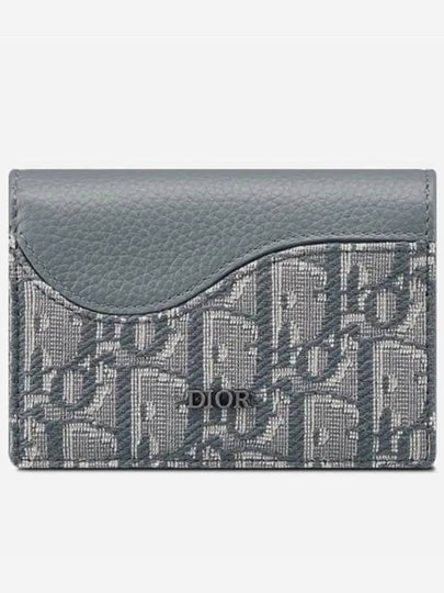 Saddle Oblique Jacquard Canvas Card Wallet Deep Grey - DIOR - BALAAN 2