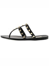 Rockstud Flat Rubber Flip Flops Black - VALENTINO - BALAAN 4