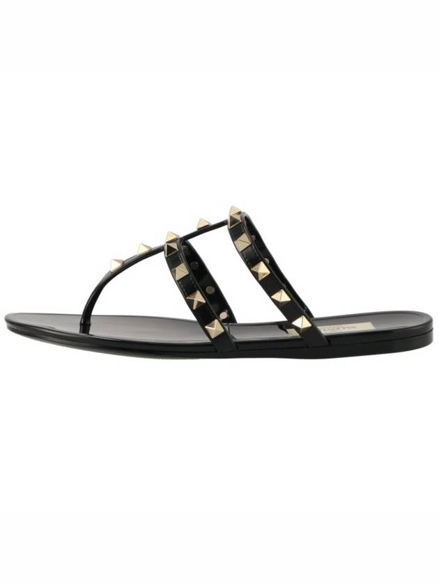 Rockstud Flat Rubber Flip Flops Black - VALENTINO - BALAAN 4