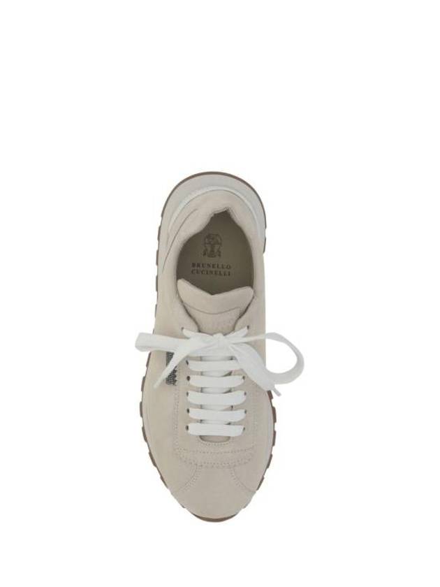 Chain Suede Low Top Sneakers Ivory - BRUNELLO CUCINELLI - BALAAN 5