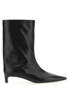 Pointed Toe Leather Heel Middle Boots Black - JIL SANDER - BALAAN 2