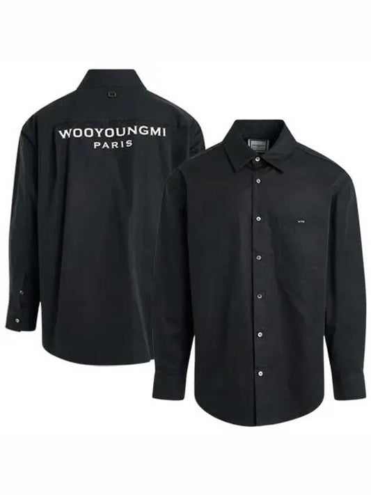 Men's Back Logo Cotton Long Sleeve Shirt Black - WOOYOUNGMI - BALAAN 2