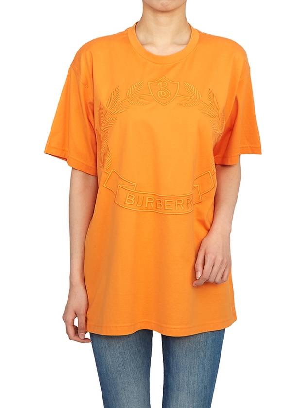 Embroidered Logo Short Sleeve T-Shirt Orange - BURBERRY - BALAAN 6