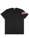 8C00029 89AKK 999 Logo Patch Shoulder Stripe Short Sleeve T Shirt Black - MONCLER - BALAAN 2