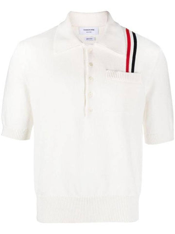 RWB Stripe Polo Shirt White - THOM BROWNE - BALAAN 1