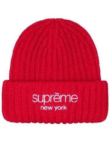 Classic Logo Chunky Ribbed Beanie Red - SUPREME - BALAAN 1