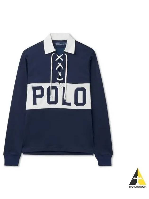 W lace up long sleeve polo shirt navy - POLO RALPH LAUREN - BALAAN 1