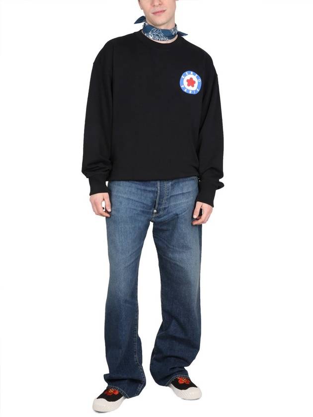 Logo Target Classic Cotton Sweatshirt Black - KENZO - BALAAN 3