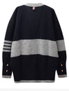 Two Tone Wool Mohair Cardigan Navy Grey - THOM BROWNE - BALAAN 3