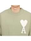 Big Heart Logo Wool Knit Top Green - AMI - BALAAN 6