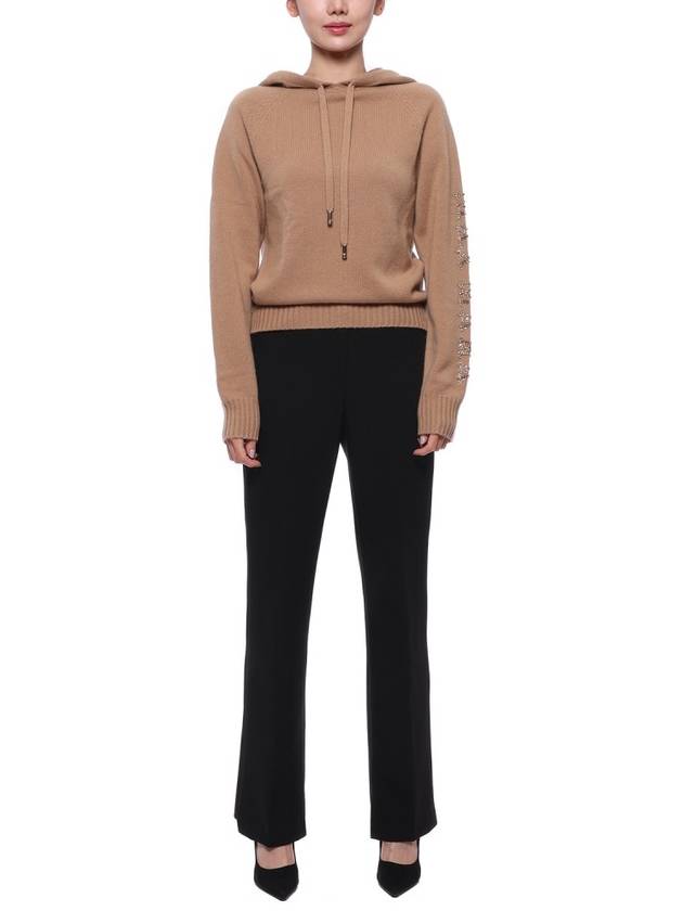 Women's Ananas Wool Cashmere Knit Hoodie Camel - MAX MARA - BALAAN 4