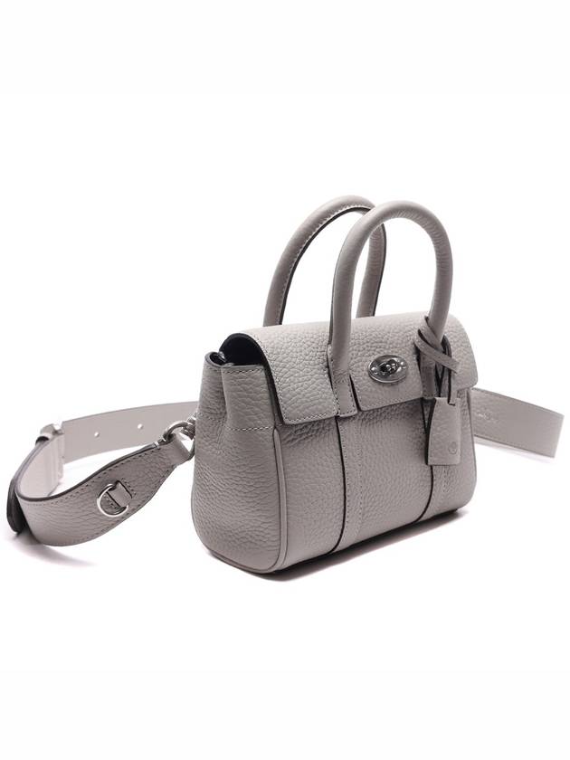 Bayswater Mini Heavy Grain Shoulder Bag Pale Grey - MULBERRY - BALAAN 4