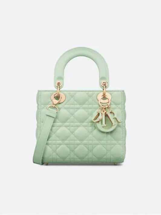 Lady Dior Small Leather Tote Bag Pastel Mint - DIOR - BALAAN 1