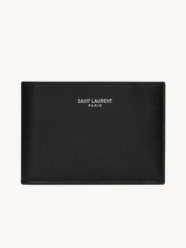 Paris Compact Smooth Leather Card Wallet Black - SAINT LAURENT - BALAAN 2