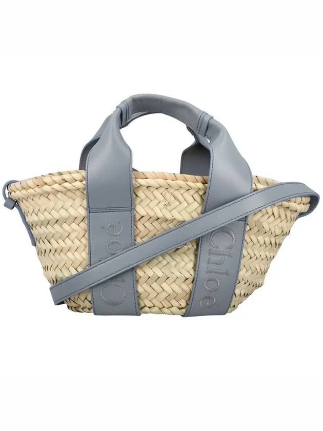 Sense Small Raffia Tote Bag Beige Blue - CHLOE - BALAAN 3