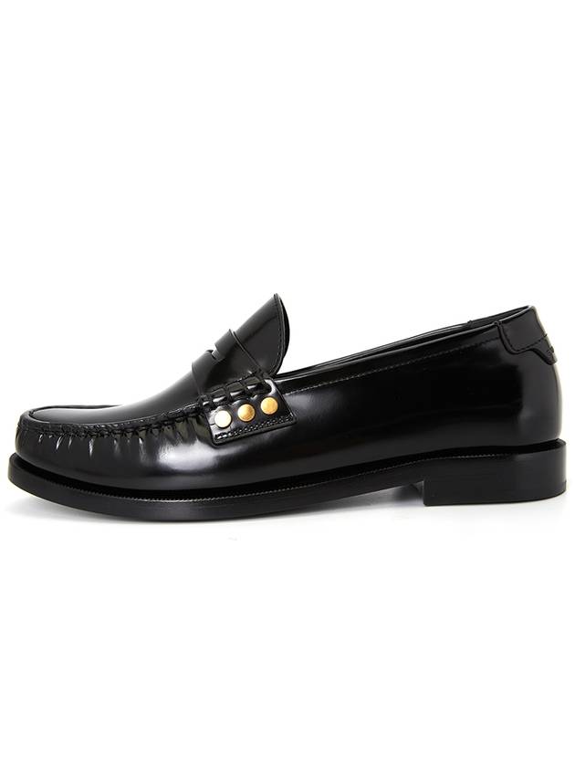 Monogram Penny Leather Loafer Black - SAINT LAURENT - BALAAN 5